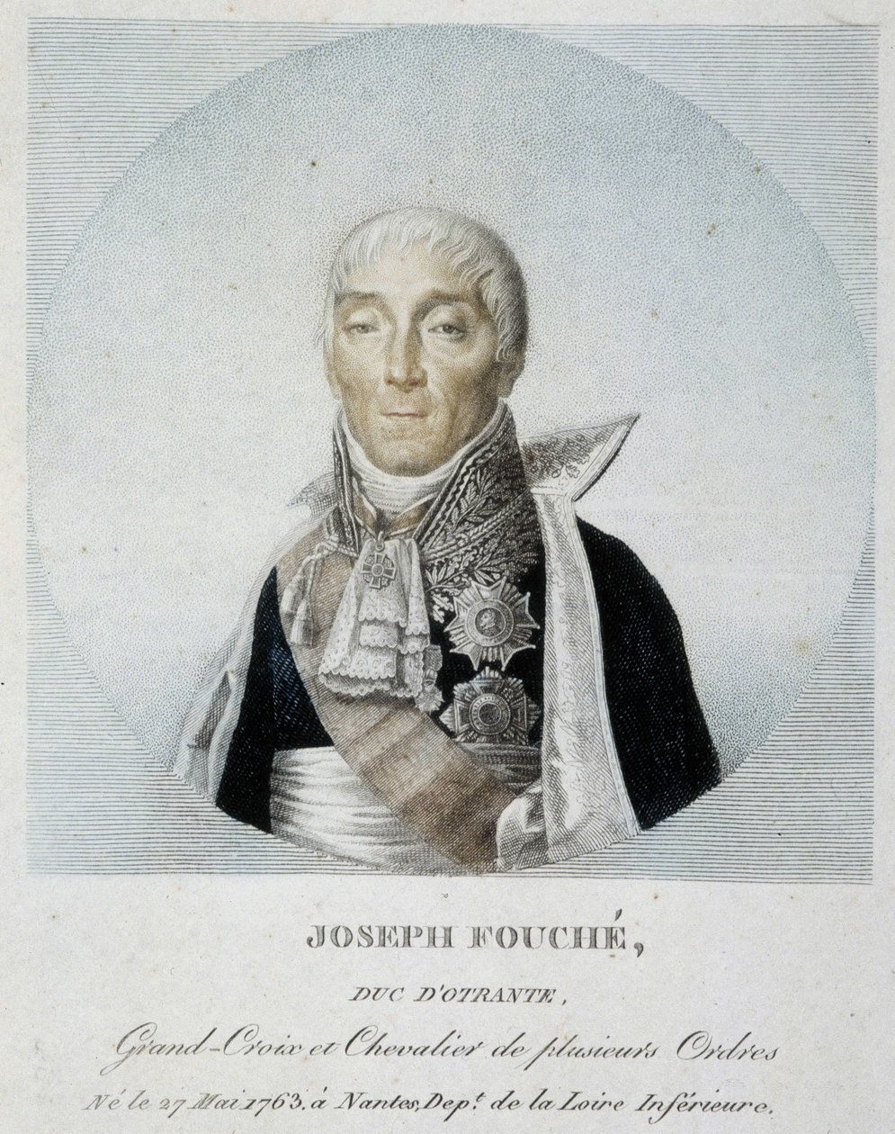 约瑟夫·富歇 (Joseph Fouché) 的肖像，奥特朗托公爵、大十字勋章和多个勋章的骑士 作者 未知艺术家