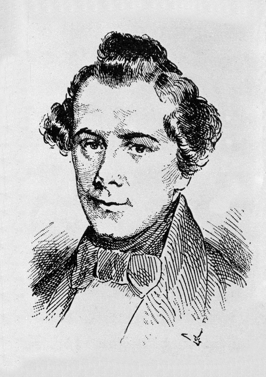 约瑟夫·兰纳 (Joseph Lanner) 的肖像，奥地利作曲家、小提琴家和指挥家 (1801-1843)。 作者 未知艺术家