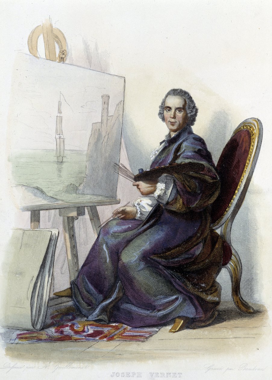 Joseph Vernet 的肖像，法国画家、漫画家和雕塑家 (1714 - 1789) - 在“Le Plutarque Français”，编辑。 门内谢 作者 未知艺术家