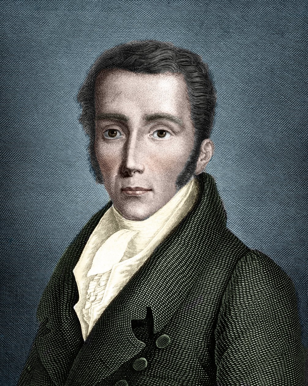 约瑟夫-冯-弗劳恩霍夫（1787 - 1826）德国光学和物理学家的肖像，光谱学的创始人。 作者 未知艺术家