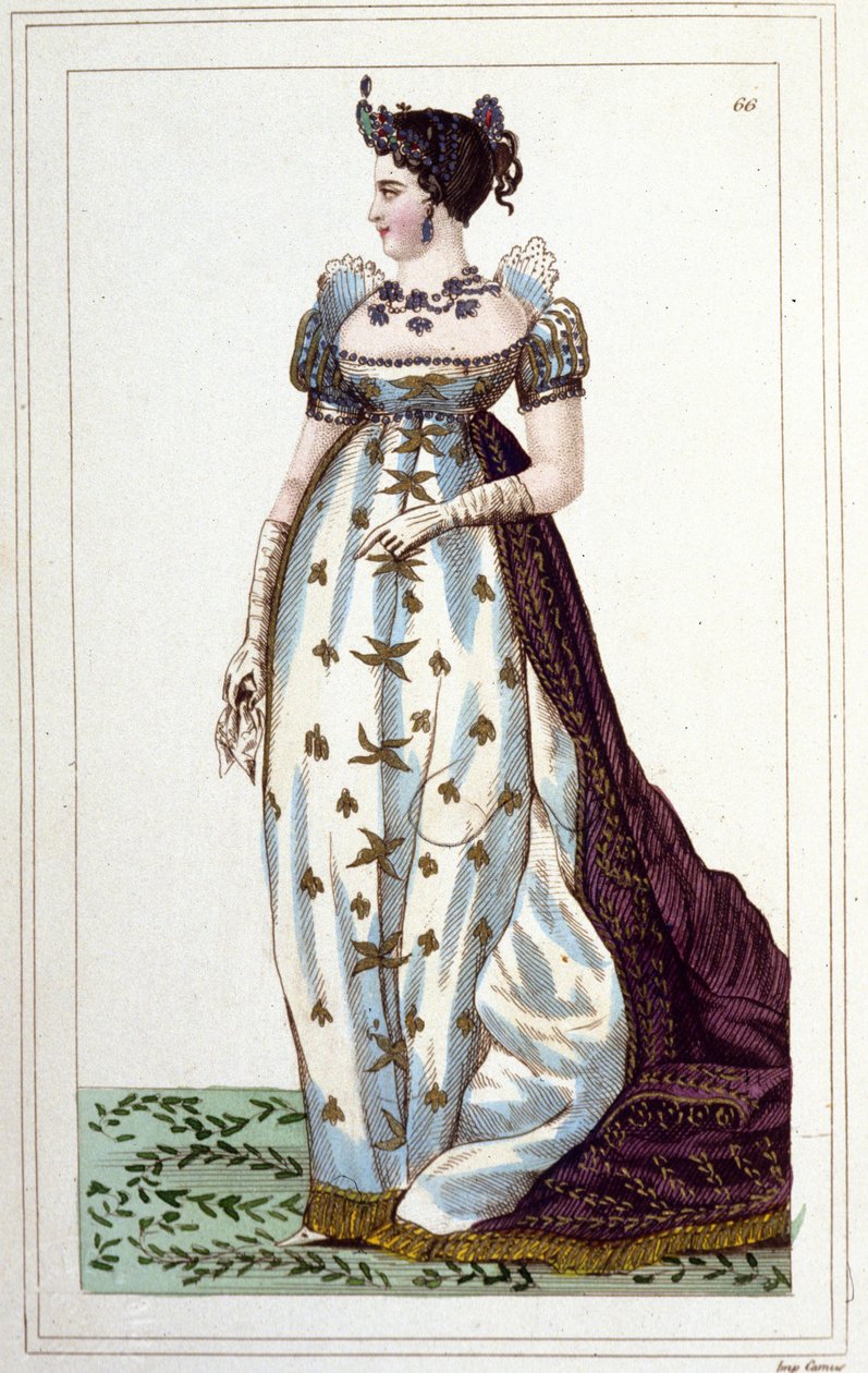 博哈奈·波拿巴 (Beauharnais Bonaparte)（1763 - 1814 年）的约瑟芬肖像，1830 年穿着帝国服装雕刻的法国皇帝 作者 未知艺术家