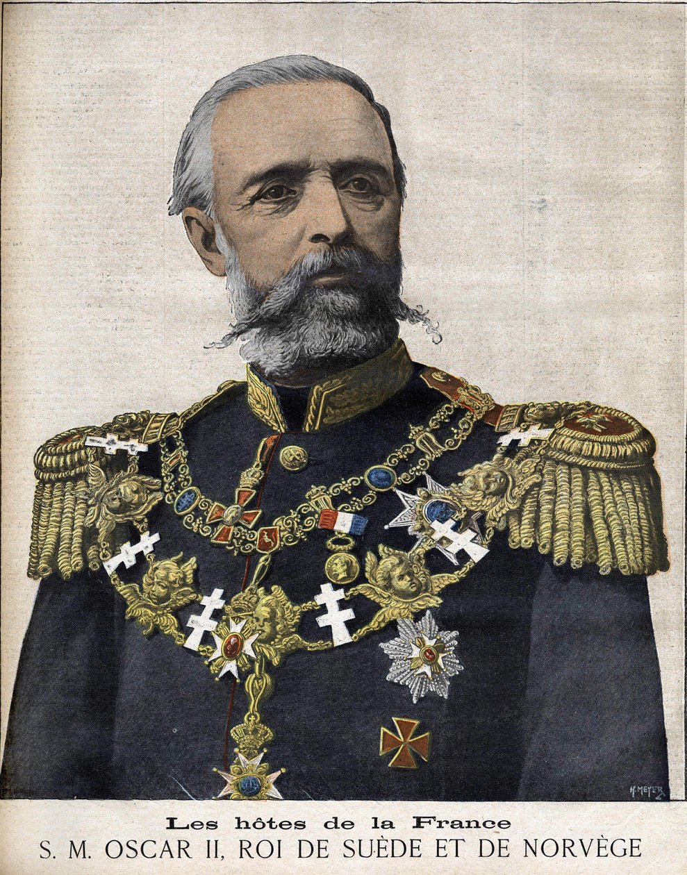奥斯卡二世国王的画像。瑞典和挪威的国王。1829-1907. 作者 未知艺术家