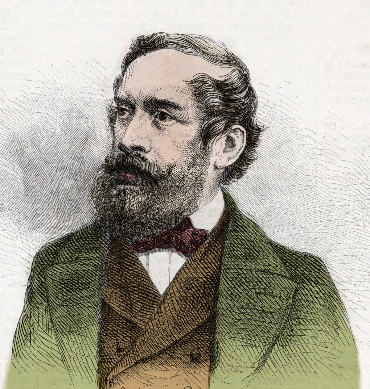 匈牙利政治家拉约什-科苏特（1802-1894）的肖像--来自 "图解世界 "的版画 作者 未知艺术家