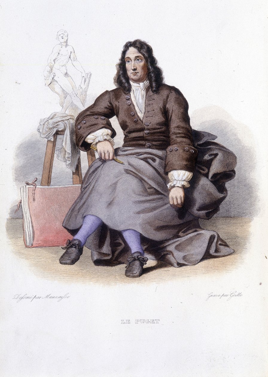 Le Puget (Pierre Puget) 法国雕塑家、画家和建筑师的肖像（1620年至1694年）--见Ed.Mennechet, "Le Plutarque francais"（法语）。 作者 未知艺术家