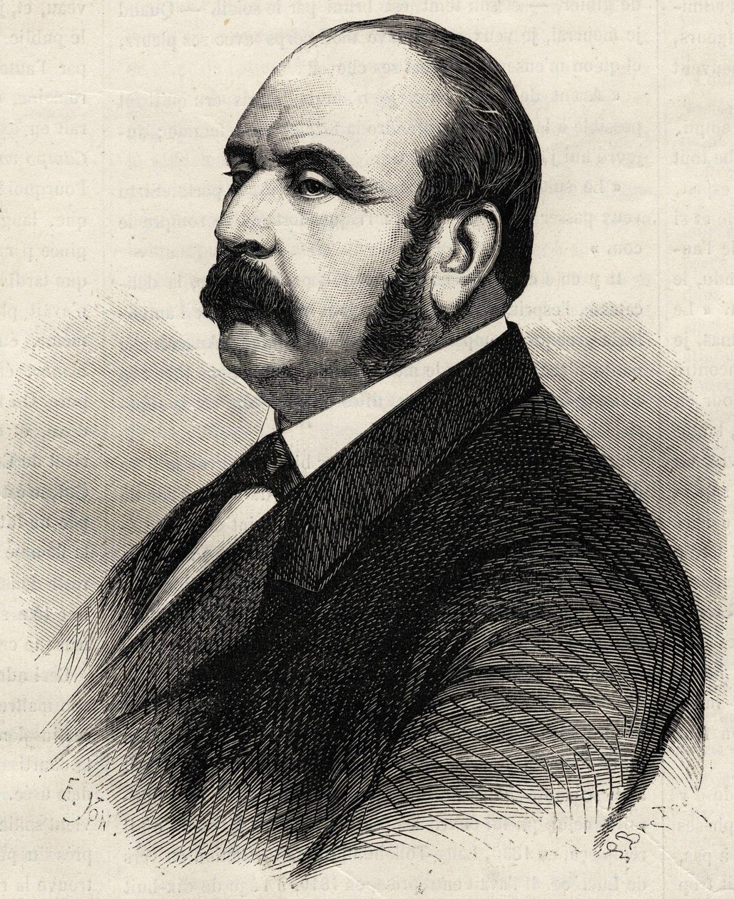 勒德鲁-罗林（Ledru-Rollin）（1807-1874）的肖像，法国政治家。19世纪的雕版画。 作者 未知艺术家