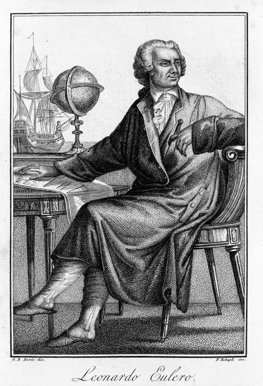 莱昂哈德·欧拉 (Leonhard Euler) (1707 - 1783) 的肖像，瑞士数学家。 作者 未知艺术家