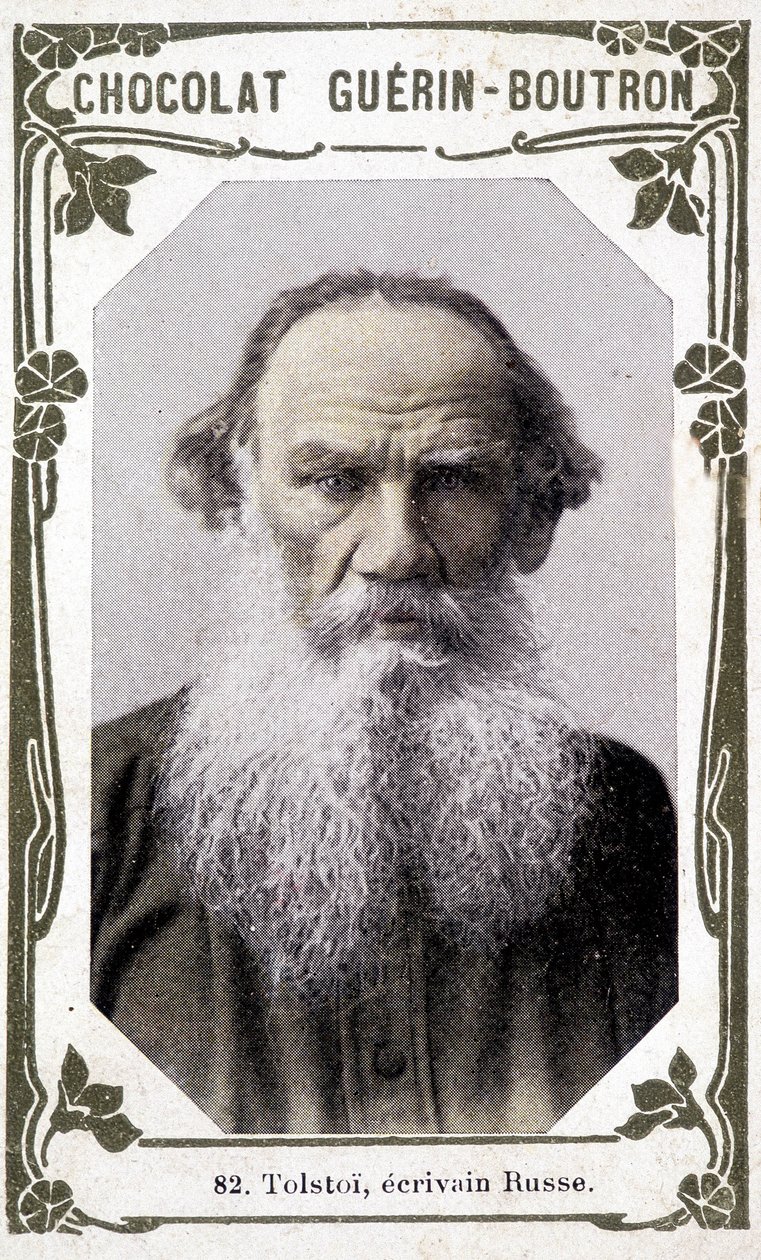 俄罗斯作家列夫-尼古拉耶维奇，托尔斯泰伯爵（Leo Tolstoy）的肖像（1828-1910）。Guérin巧克力的小插曲 - Boutron 作者 未知艺术家