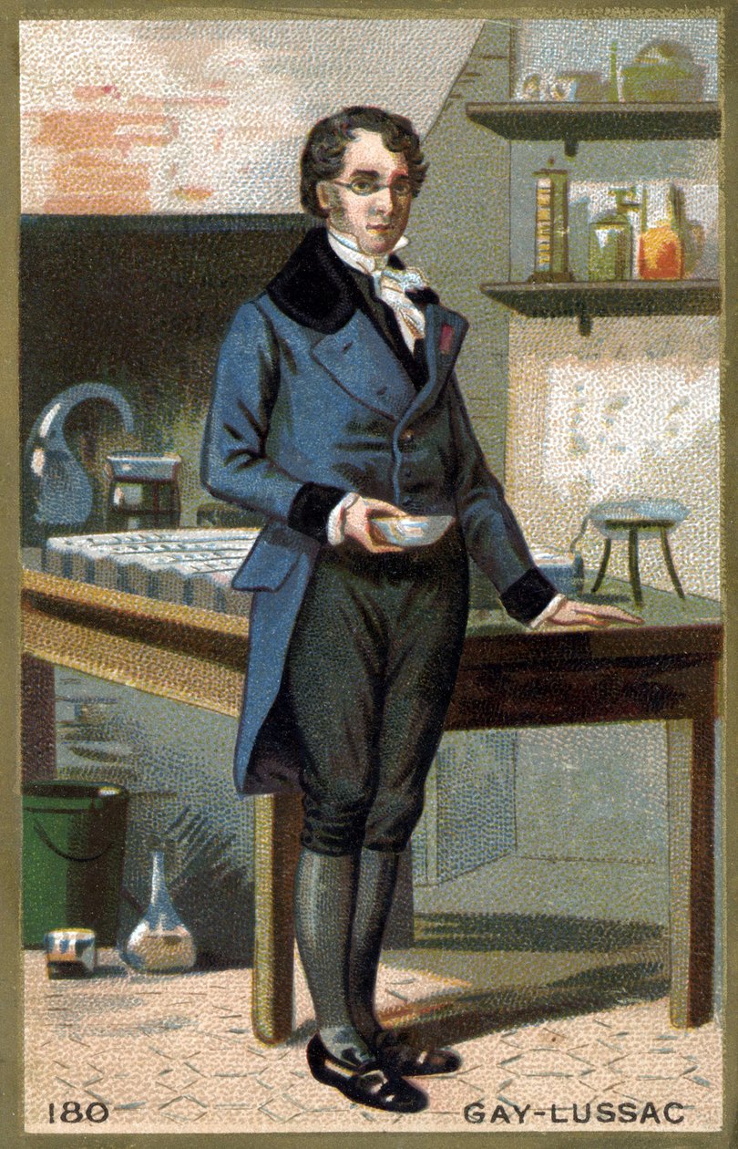 路易斯-约瑟夫-盖-吕萨克（Louis Joseph Gay Lussac）（1778 - 1850）的肖像，法国物理学家和化学家。19世纪的彩色石版画。 作者 未知艺术家
