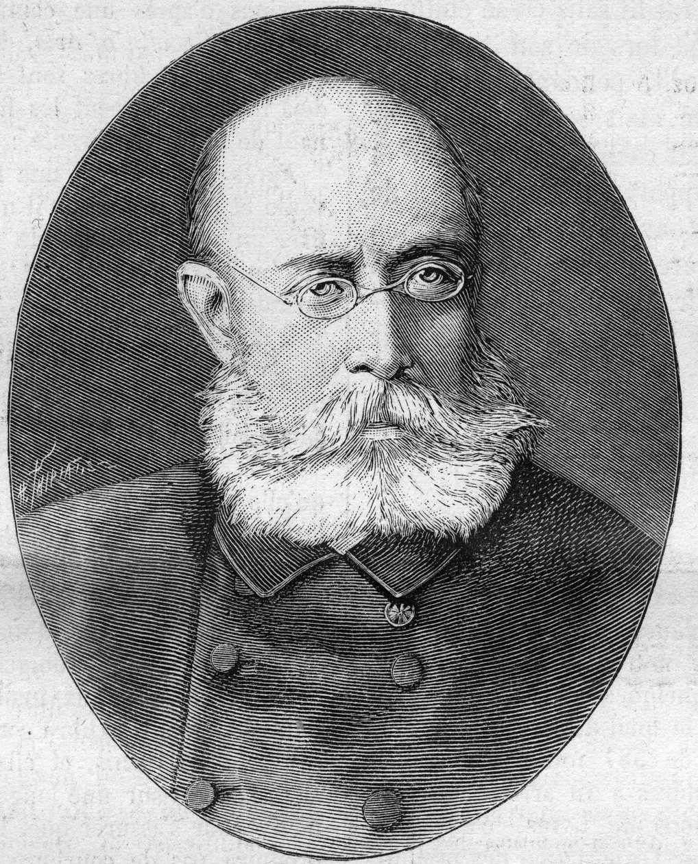 Louis Leon Cesar Faidherbe（Faidherbe将军）（1818-1889）的肖像，法国军人和政治家。雕刻在 "La Nature.科学及其在艺术和工业中的应用评论》。 作者 未知艺术家