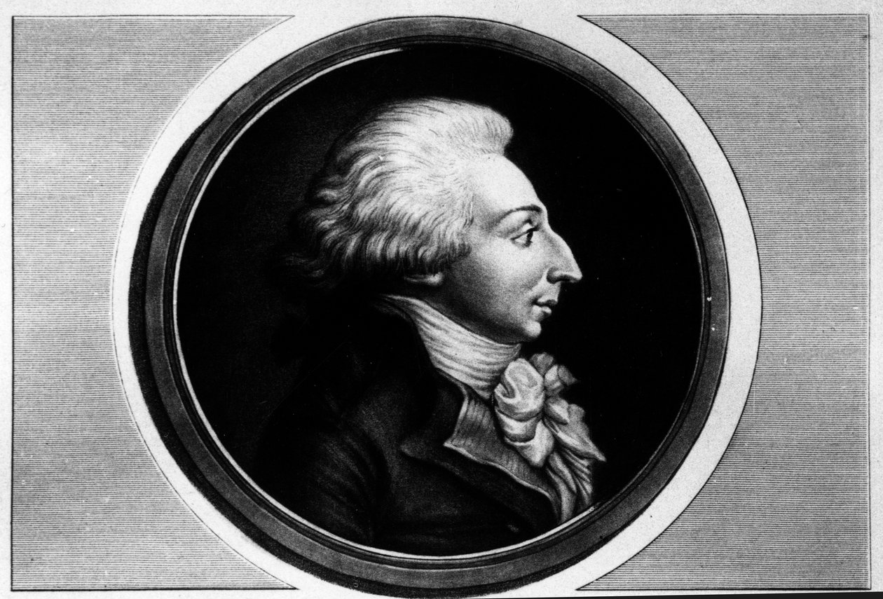 圣法若侯爵 (Saint Fargeau)，公会代表路易·米歇尔·勒佩莱蒂埃 (Louis Michel Lepeletier) 的肖像 (1760-1793 年)。 版画《法国大革命历史画作全集，三卷》。””1804 年。 作者 未知艺术家