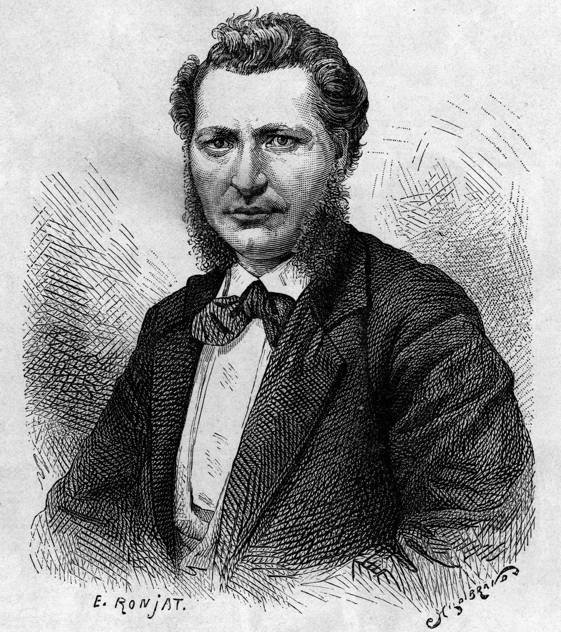 路易斯-瑞尔（1844-1885）的肖像，加拿大政治家和梅蒂斯人的捍卫者。雕刻在 "青年杂志 "上。 作者 未知艺术家
