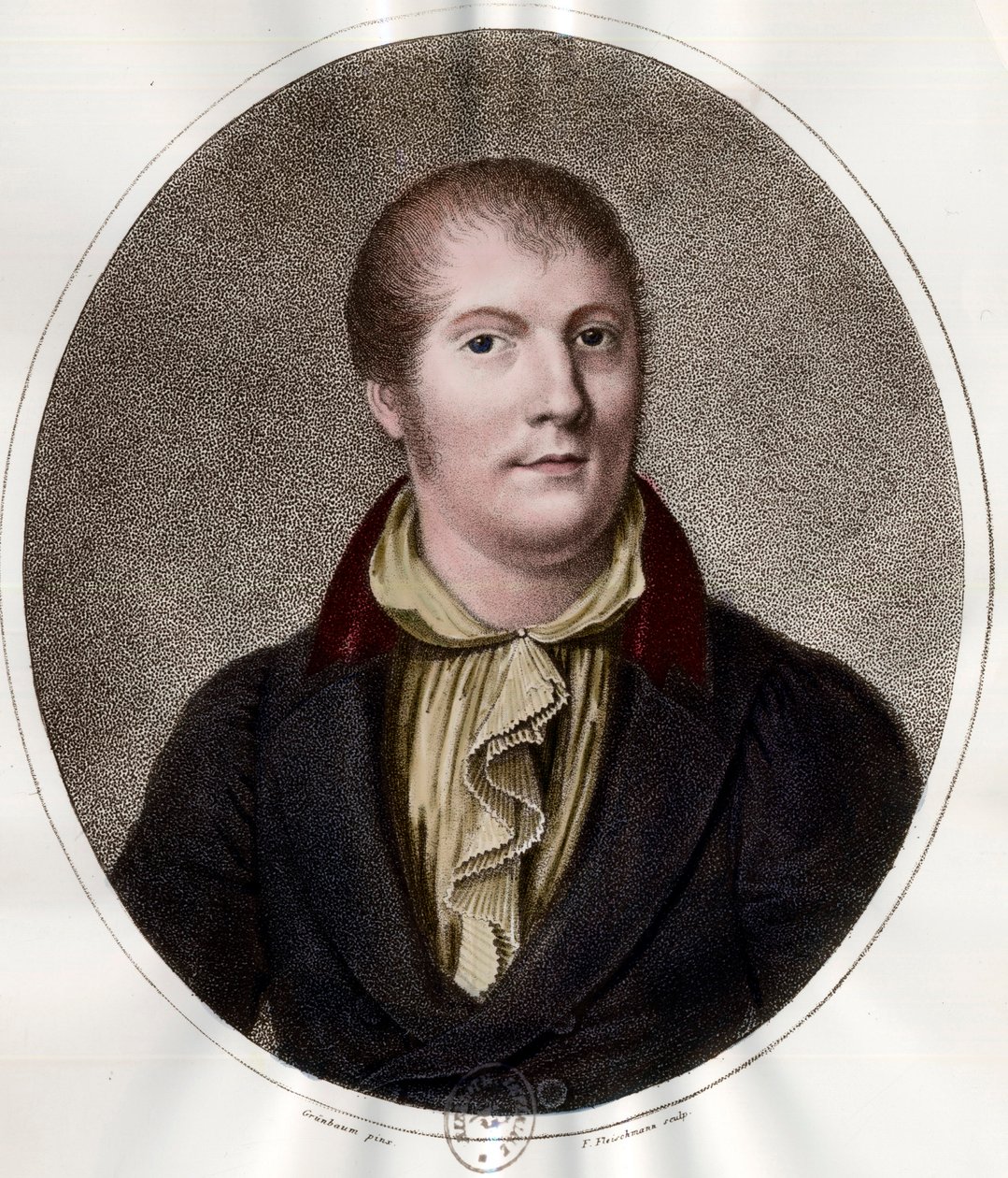 Louis Spohr (1784 - 1859) 的肖像，法国音乐家。 19 世纪的雕刻。 私人收藏。 作者 未知艺术家