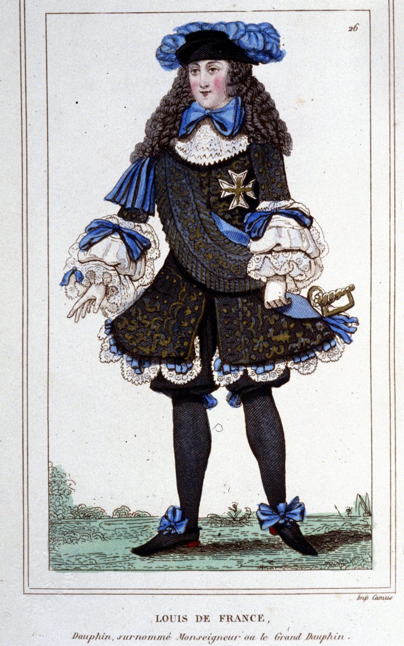 勃艮第公爵路易·德·法兰西 (1682 - 1712) 的肖像，被称为“伟大的太子”。 1830 年的雕刻。 作者 未知艺术家