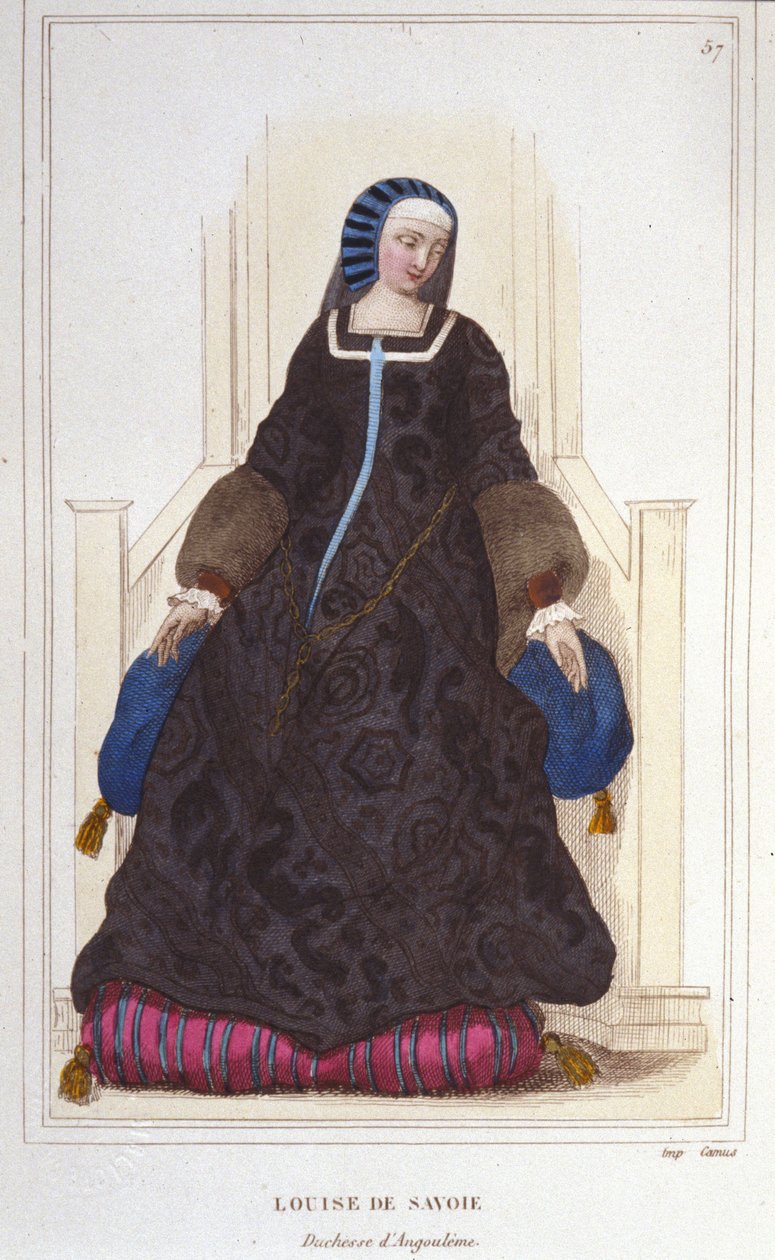 路易丝·德·萨瓦 (Louise de Savoie) 的肖像，Angoulene 公爵夫人和弗朗索瓦一世 (1476 - 1531) 的母亲 1830 年版画 作者 未知艺术家