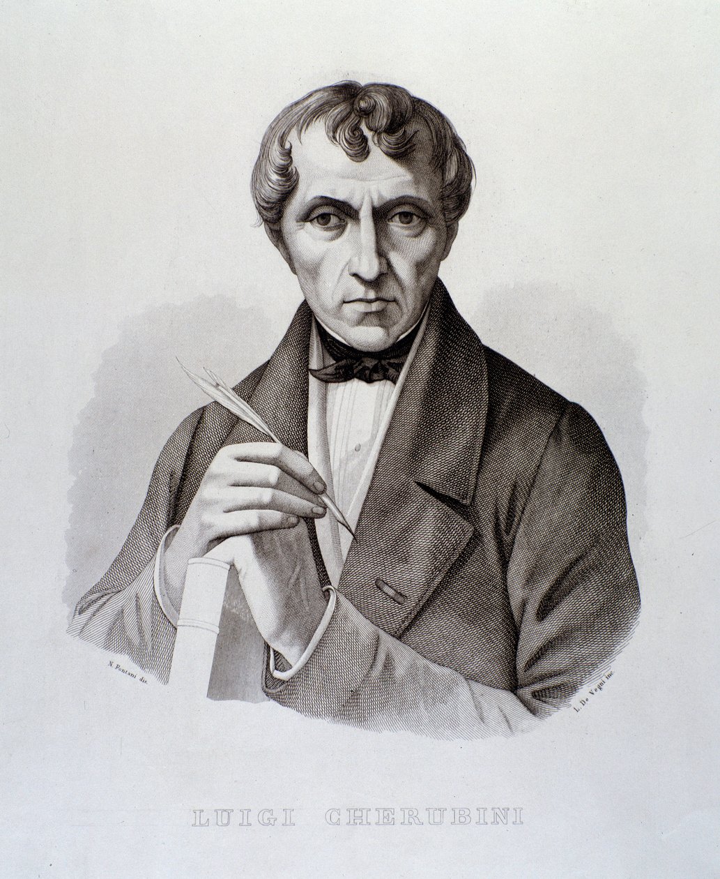 路易吉·凯鲁比尼 (Luigi Cherubini) 的肖像 (雕刻) 作者 未知艺术家