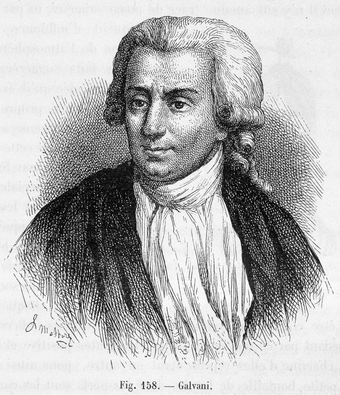 路易吉·加尔瓦尼 (Luigi Galvani) 的肖像，意大利医生和物理学家 (1737 - 1798) - 在 Amédée Guillemin 的“磁与电”中 作者 未知艺术家