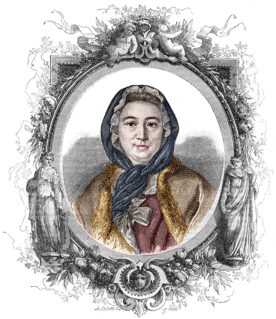 杰弗林夫人，即玛丽-特蕾莎（Marie-Therese）-罗代（1699-1777）的肖像--1858年的版画 作者 未知艺术家
