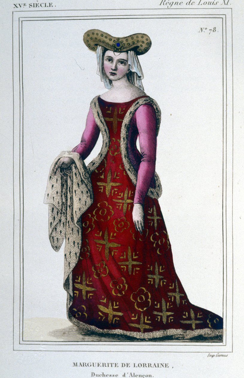阿朗松公爵夫人洛林·沃德蒙 (Lorraine Vaudémont) 的玛格丽特肖像 (1463 - 1521)。 作者 未知艺术家