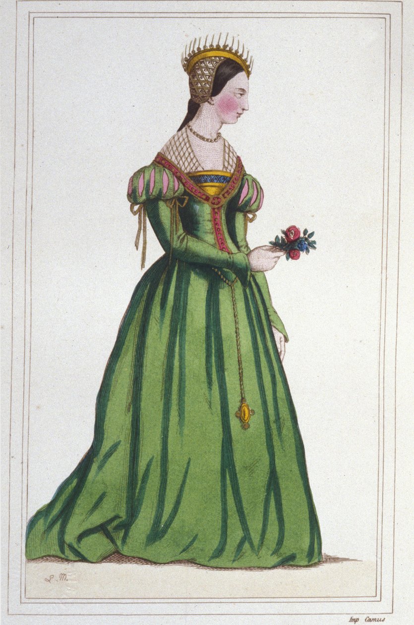 Marguerite de France (1523 - 1574) 的肖像，弗朗索瓦一世和克劳德·德·法兰西的女儿。 1830 年的雕刻 作者 未知艺术家