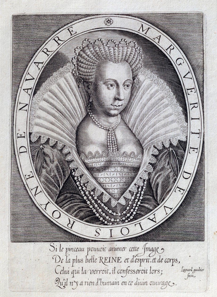玛格丽特·德·瓦卢瓦（Marguerite de Valois，1553 - 1615 年）的肖像，被称为玛戈王后。 16 世纪的雕刻。 波城，杜城堡博物馆 作者 未知艺术家