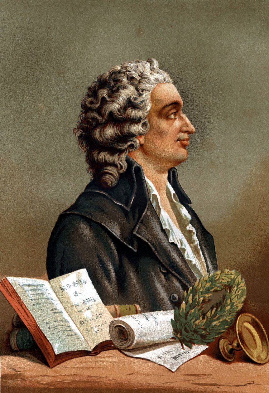 Marie Jean Antoine Nicolas de Caritat, Marquis de Condorcet (1743 - 1794)的肖像，取自Louis Figuier的 "La Ciencia y sus Hombres"。巴塞罗那1881年 作者 未知艺术家