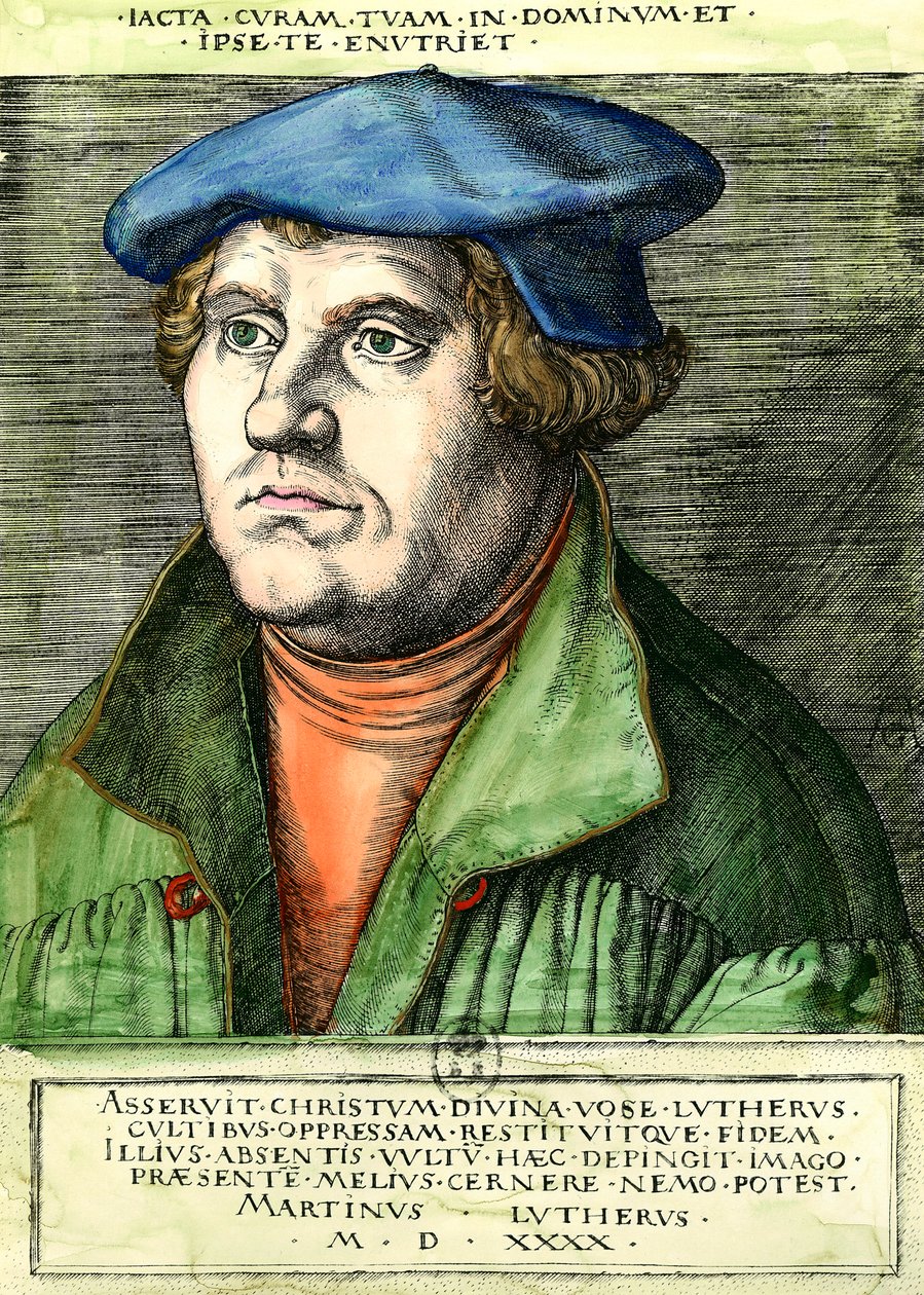 Portrait of Martin Luther (1483-1546) German religious reformer Engraving of the 16th century Private collection 作者 未知艺术家