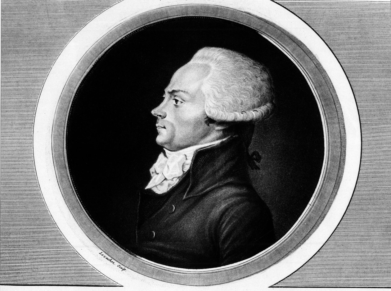 罗伯斯庇尔（Robespierre，1758-1794 年）的马克西米利安肖像，他是国会议员和巴黎国民大会代表。 在“《法国大革命历史绘画全集，三卷》。”1804 年。 作者 未知艺术家