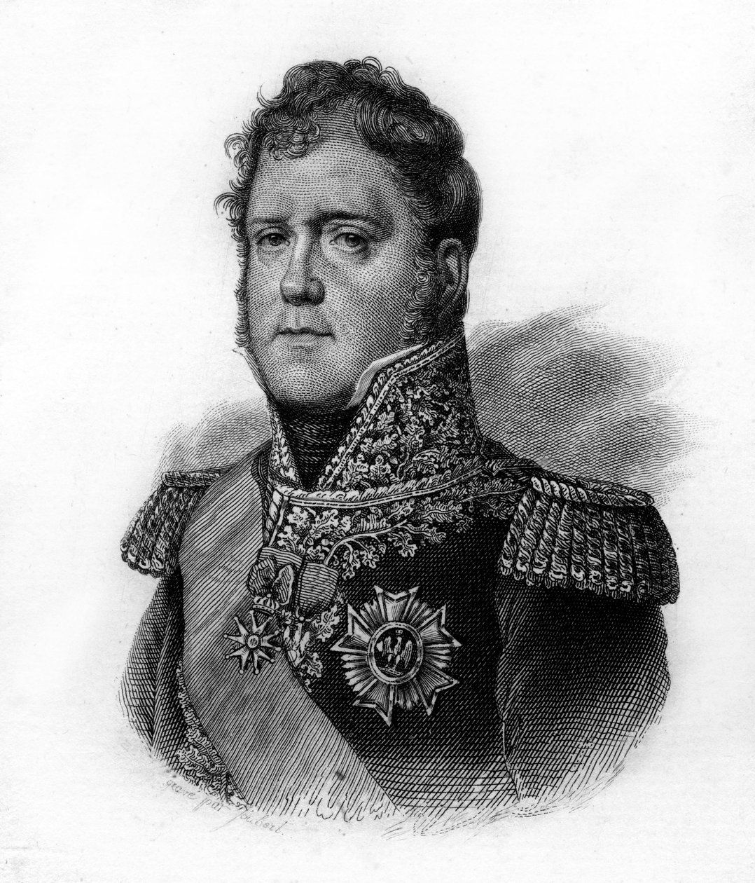 米歇尔-内伊（1769-1815）的肖像，埃尔钦根公爵，莫斯科王子，法国元帅，19世纪的雕刻品 作者 未知艺术家