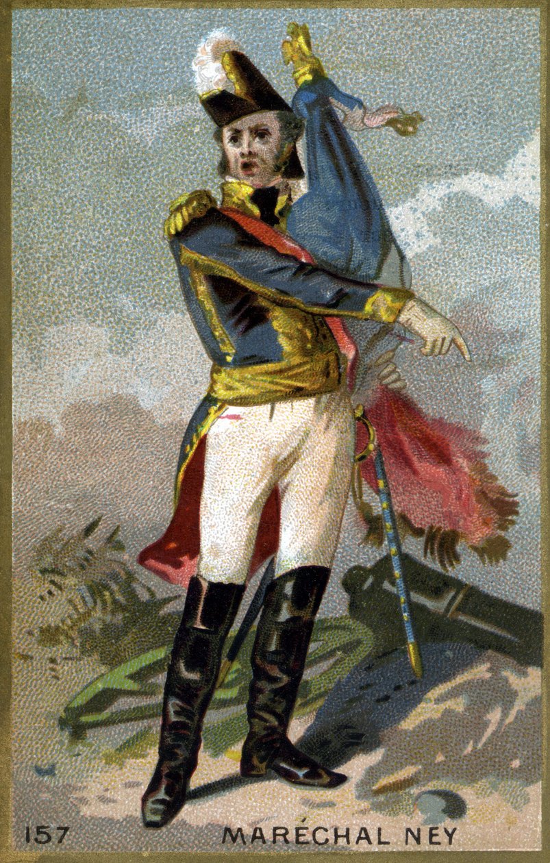 米歇尔-内伊的肖像，埃尔钦根公爵，摩斯科瓦王子（1769 - 1815），法国元帅。19世纪的彩色石版画。 作者 未知艺术家