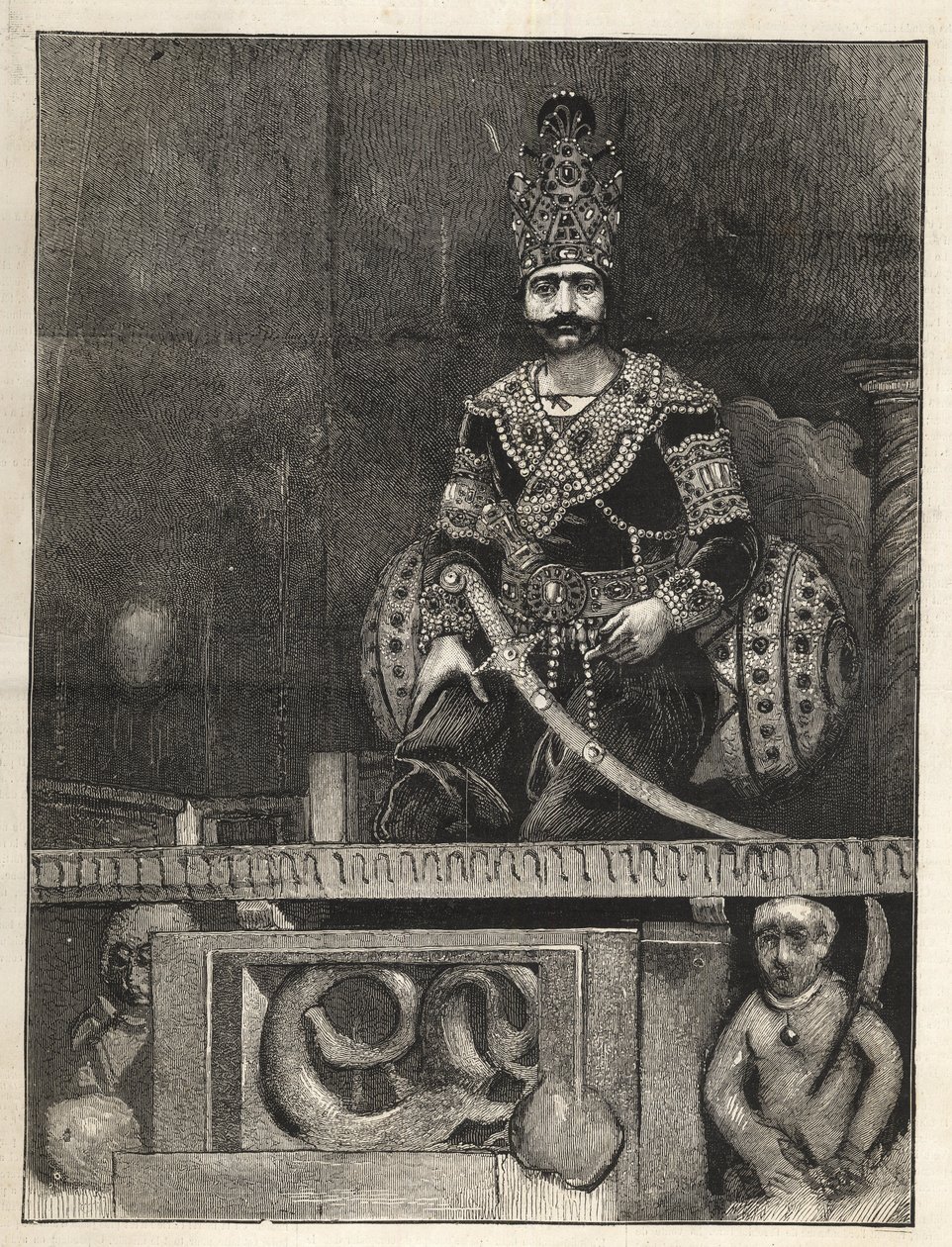 纳赛尔-艾丁（1831-1896）的肖像，波斯（伊朗）国王的肖像。又称纳赛尔丁-沙阿、纳赛尔-阿尔丁-沙阿-卡贾尔、纳赛尔丁-沙阿-卡贾尔、纳赛尔丁-沙阿-（1831-1896）-1873年 作者 未知艺术家
