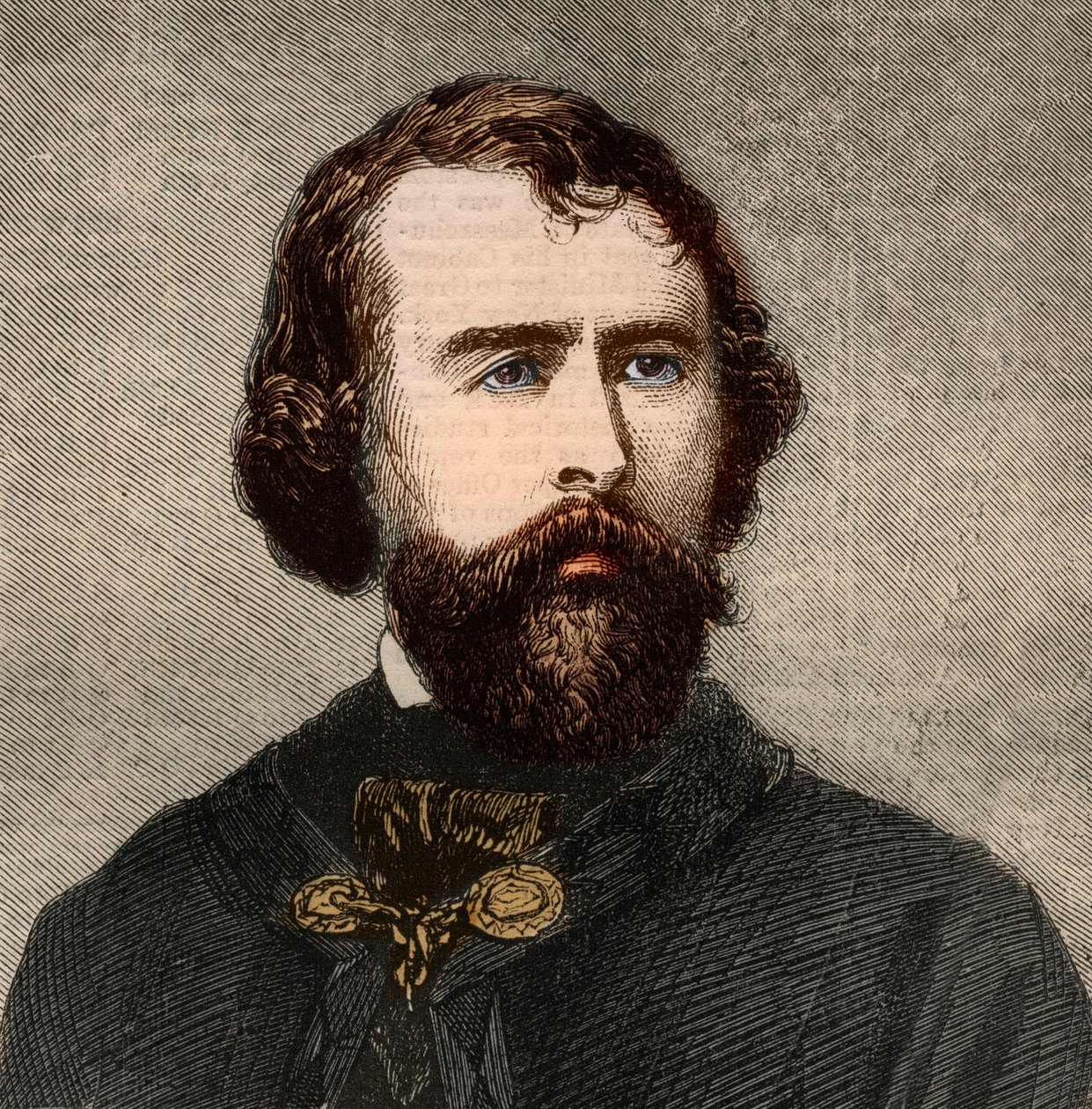 纳撒尼尔-帕克-威利斯（1806-1867）的画像，美国作家。雕刻在1858年1月23日的 "图解伦敦新闻 "中。 作者 未知艺术家