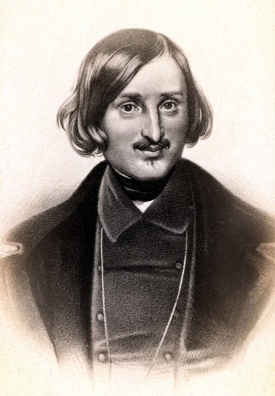 尼古拉-瓦西里耶维奇的肖像，用法语说是尼古拉-果戈理（1809 - 1852），俄罗斯作家。雕版印刷品，有日期。19世纪。 作者 未知艺术家