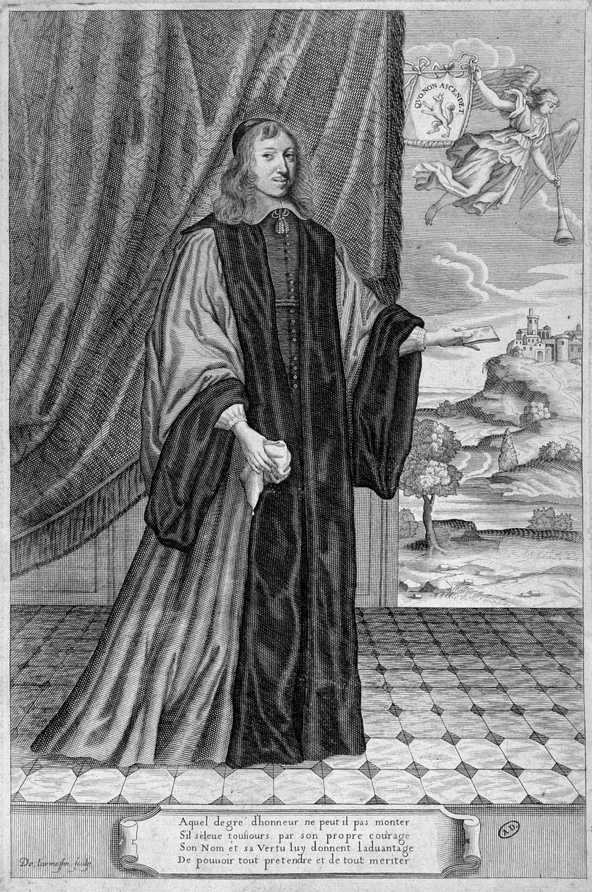 Nicolas Fouquet 的肖像。 标准差。 19 世纪的雕刻 作者 未知艺术家