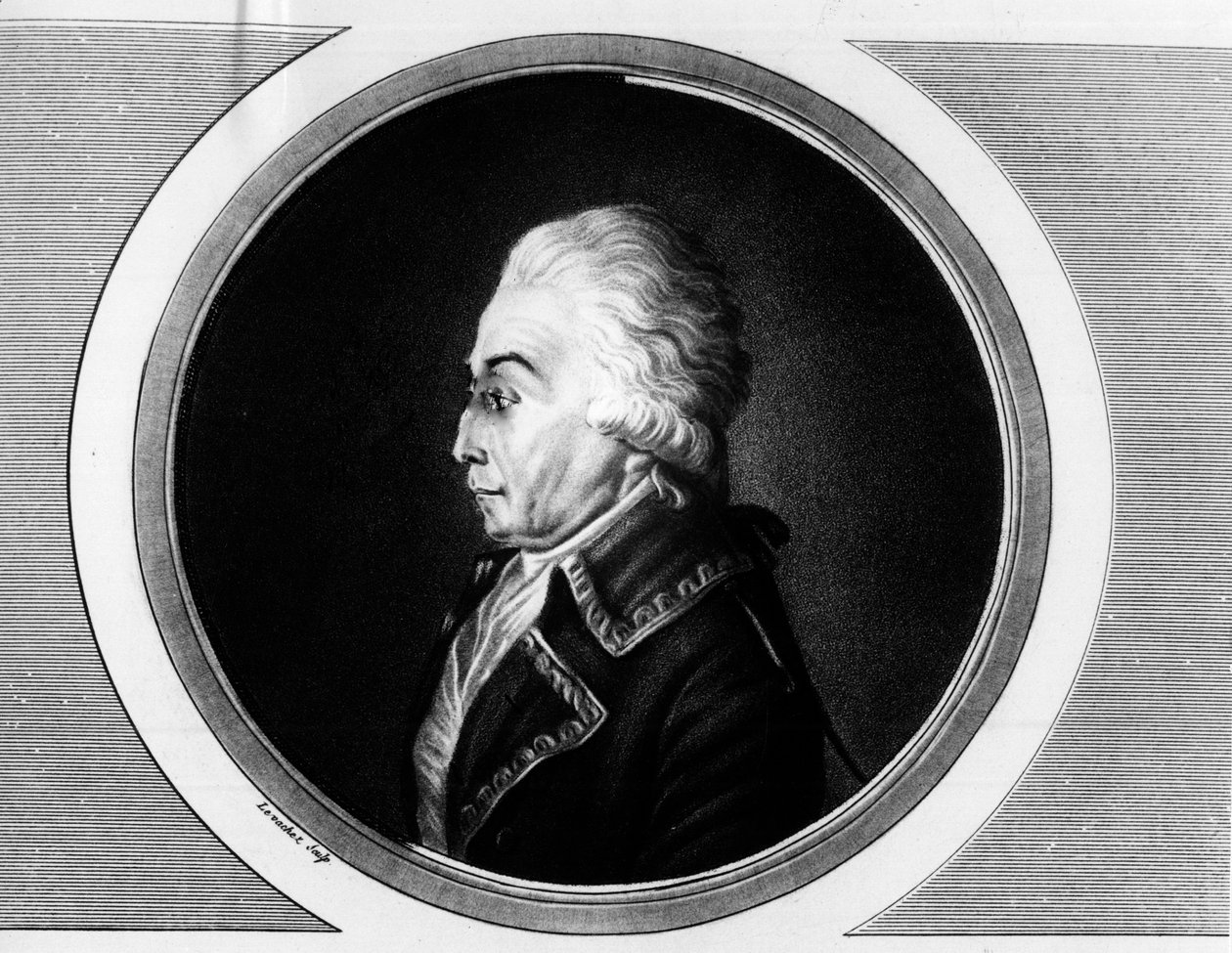 尼古拉斯·勒克纳 (Nicolas Luckner) (1722-1794) 法国元帅的肖像。 版画《法国大革命历史画作全集，三卷》。””1804 年。 作者 未知艺术家