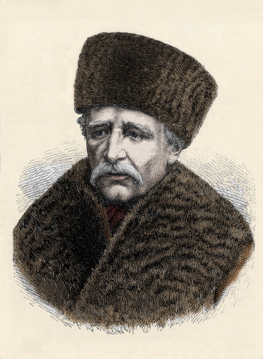 尼尔斯·阿道夫·埃里克 (Eric) Baron Nordenskjold (Nordenskiold) (1832-1901) 的肖像，瑞典博物学家和探险家。 雕刻自 19 世纪末。 作者 未知艺术家