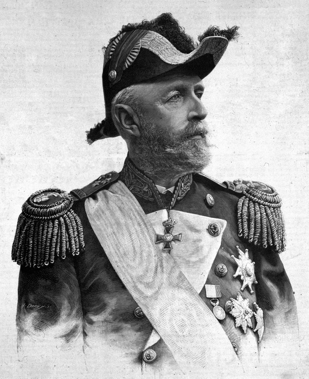 瑞典和挪威国王奥斯卡二世 (1829-1907) 的肖像。 作者 未知艺术家