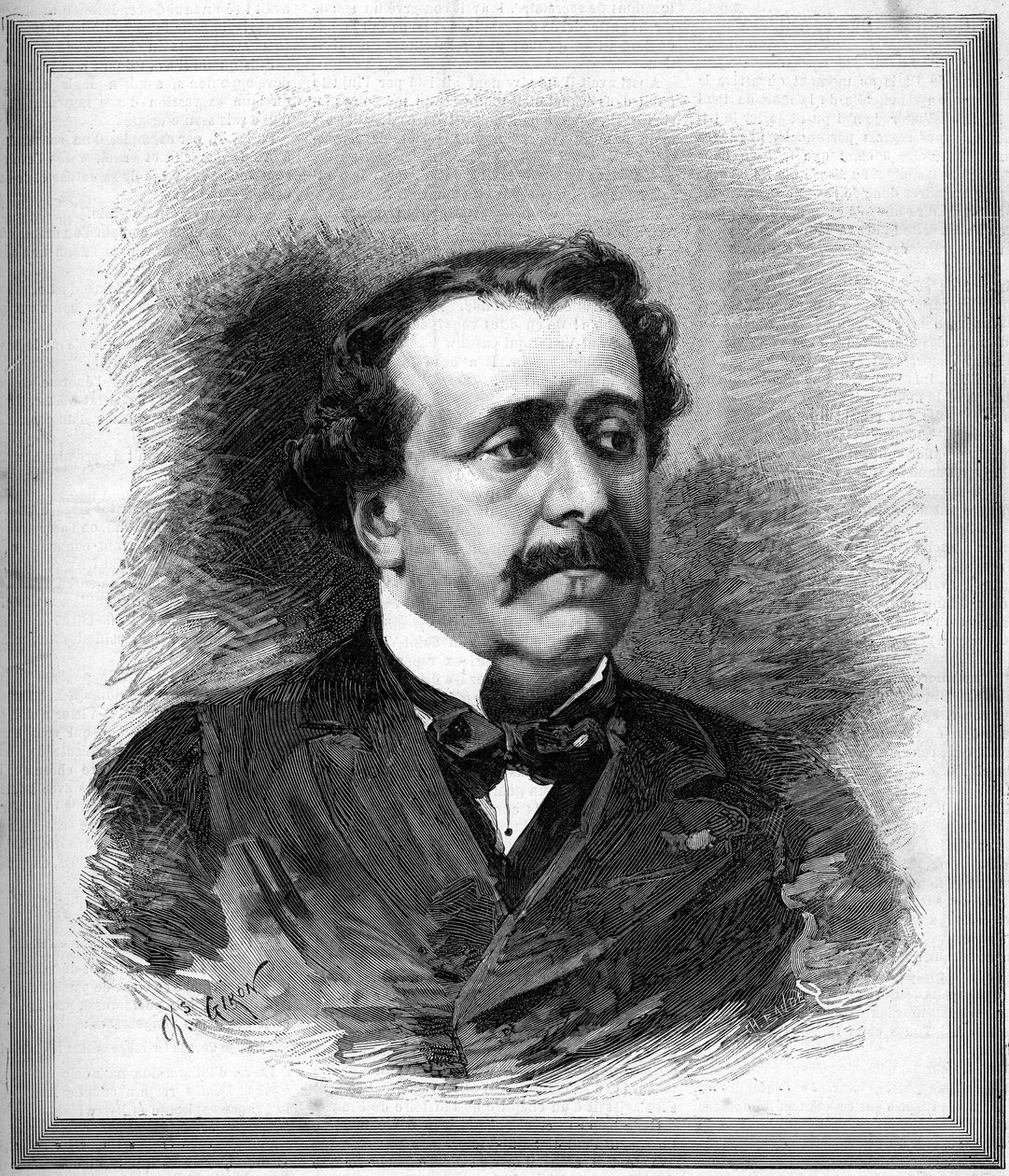 保罗-德-圣维克多（Saint Victor）（1825-1881）法国作家的肖像。 作者 未知艺术家