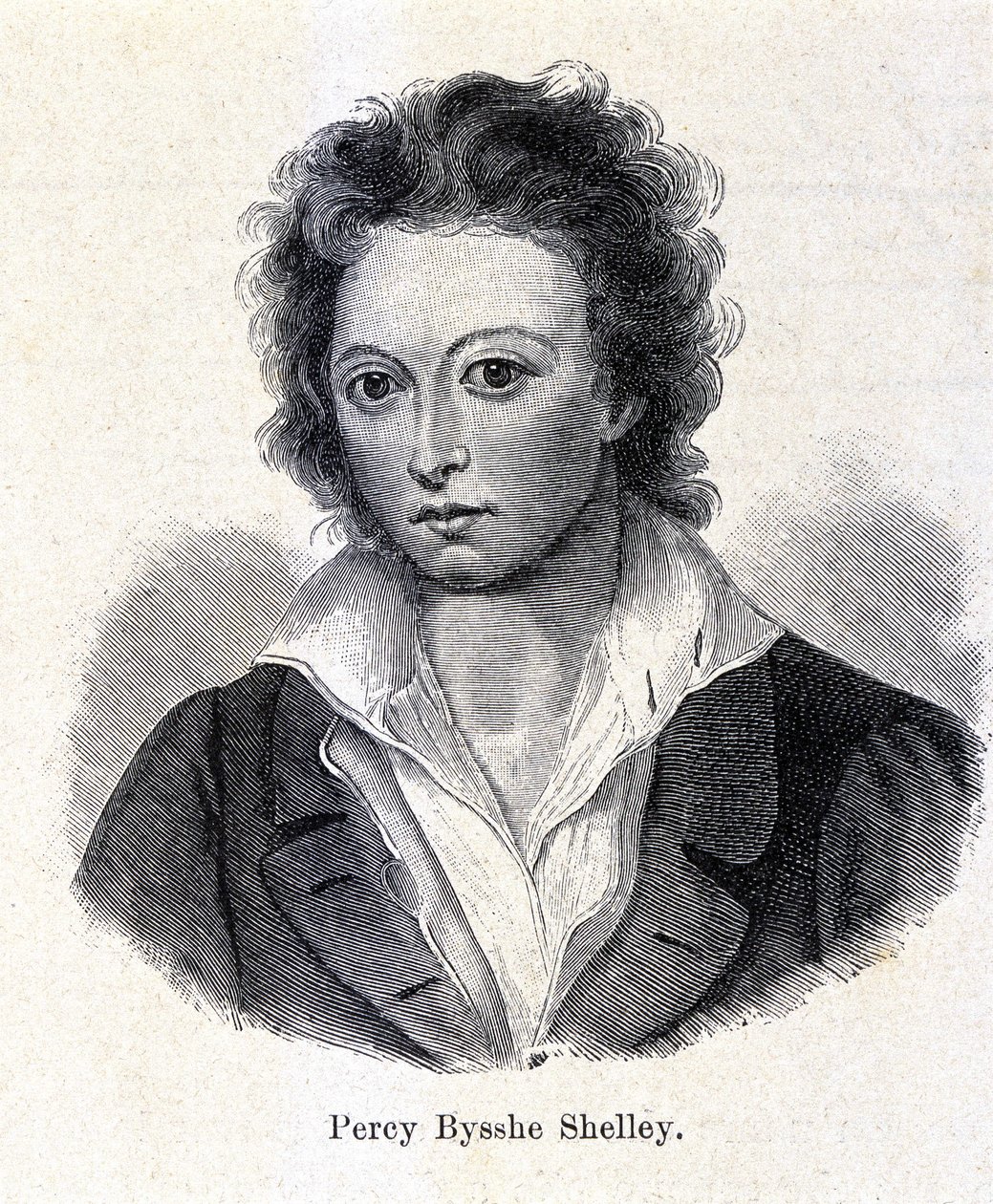珀西-比希-雪莱的肖像，英国诗人（1792-1822）。 作者 未知艺术家