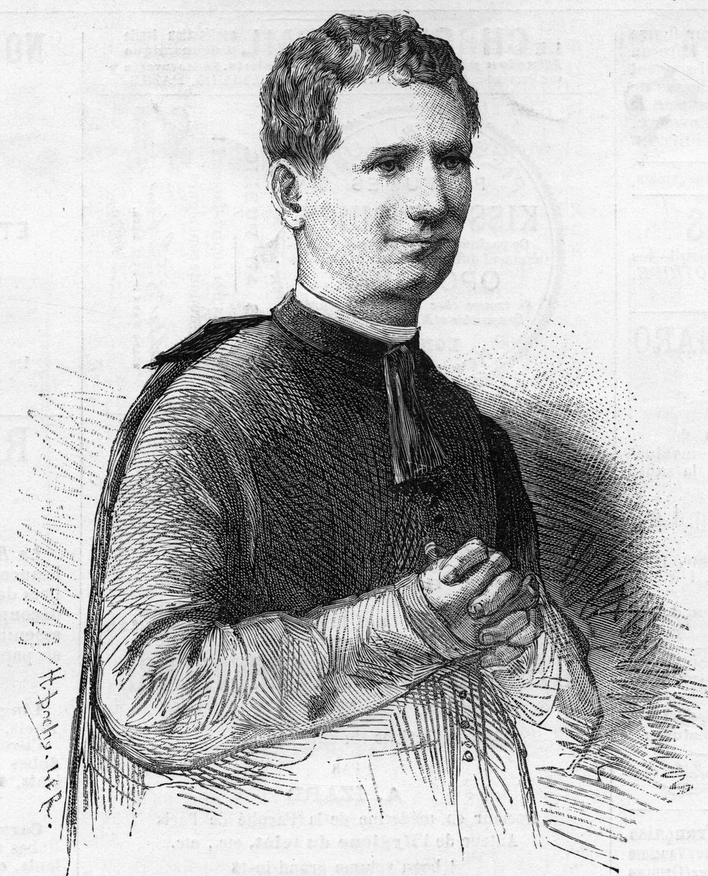Pere Dom Bosco的肖像，意大利杰出的教会人士，因其圣洁的行为而闻名整个19世纪的欧洲。他于1888年逝世。 作者 未知艺术家
