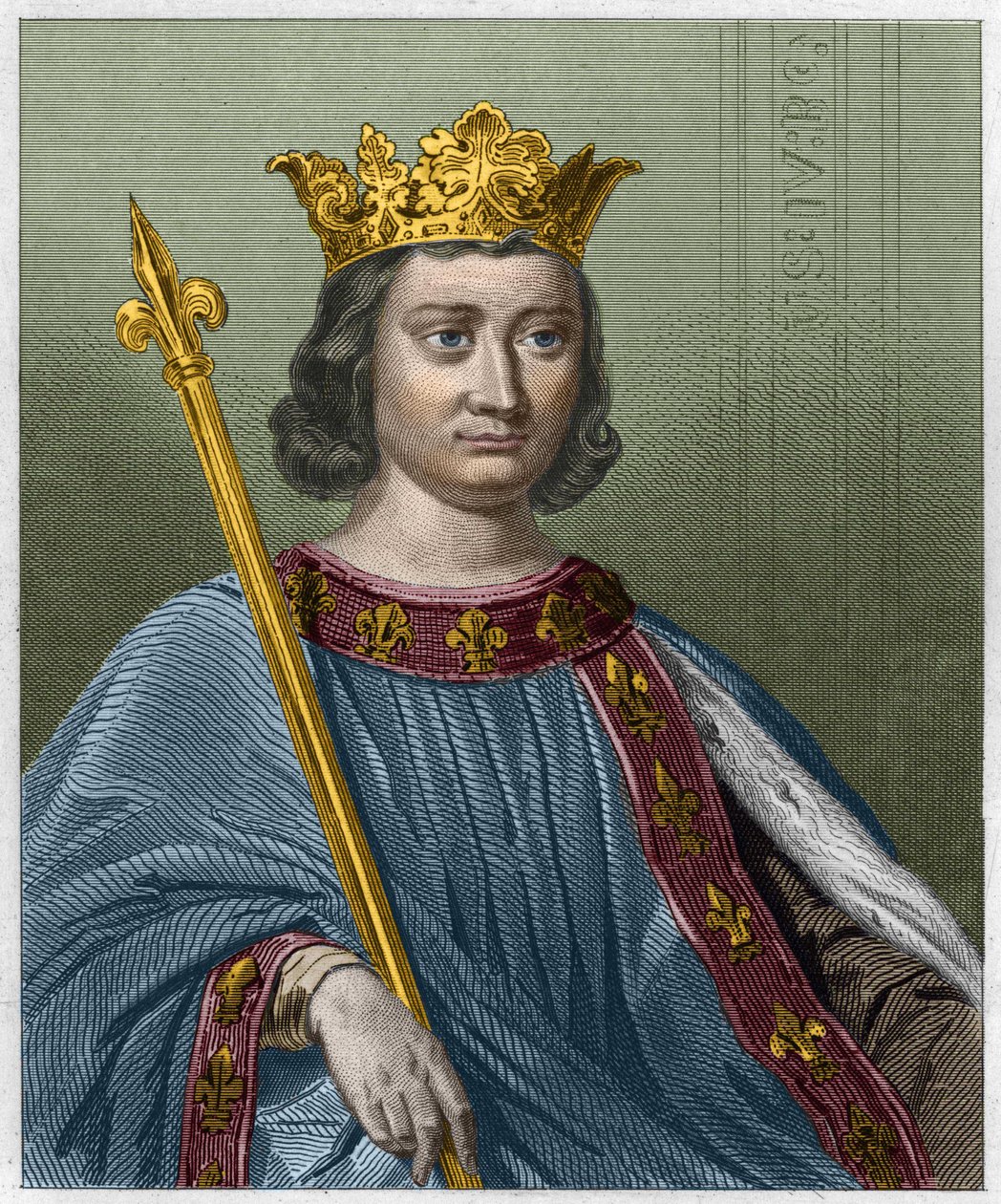 法国国王菲利普四世（Philip IV dit le bel）的肖像--载于拉瓦列（Lavallee）的 "法国历史"，雕版印刷，日期：1958年。 作者 未知艺术家