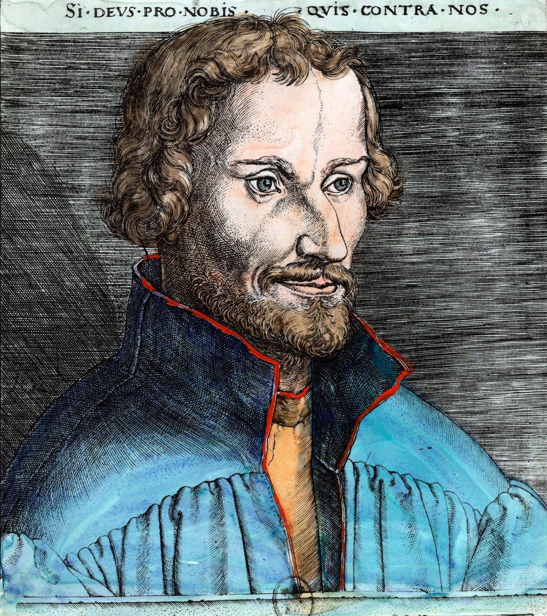 Portrait of Philippe Schwarzerd dit Melanchton (1497 - 1560), German Protestant reformer (Lutheran). Engraving of the 16th century. Private collection. 作者 未知艺术家
