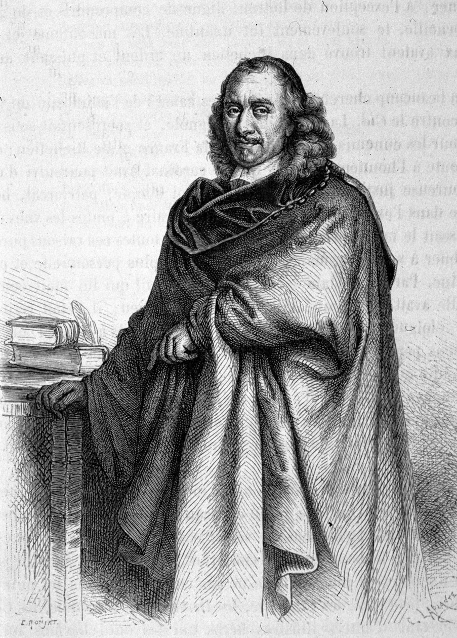 Pierre Corneille (1606 - 1684) 的肖像，法国戏剧诗人。 作者 未知艺术家