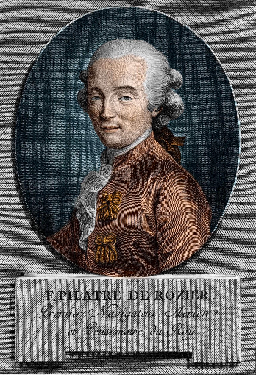 Pilâtre de Rozier (1756 - 1785)的肖像，法国物理学家和航空学家（第一次乘坐热气球旅行）。 作者 未知艺术家