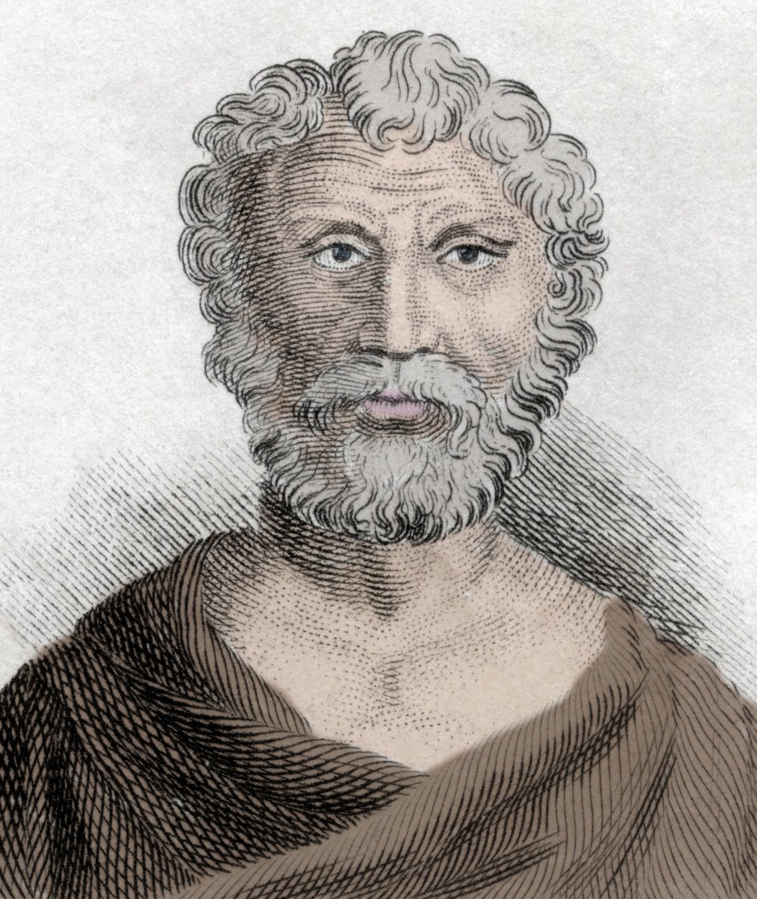 Quintus Junius Rusticus（约 100 至 170 左右）的肖像，斯多葛主义哲学家。 19 世纪的雕刻。 作者 未知艺术家
