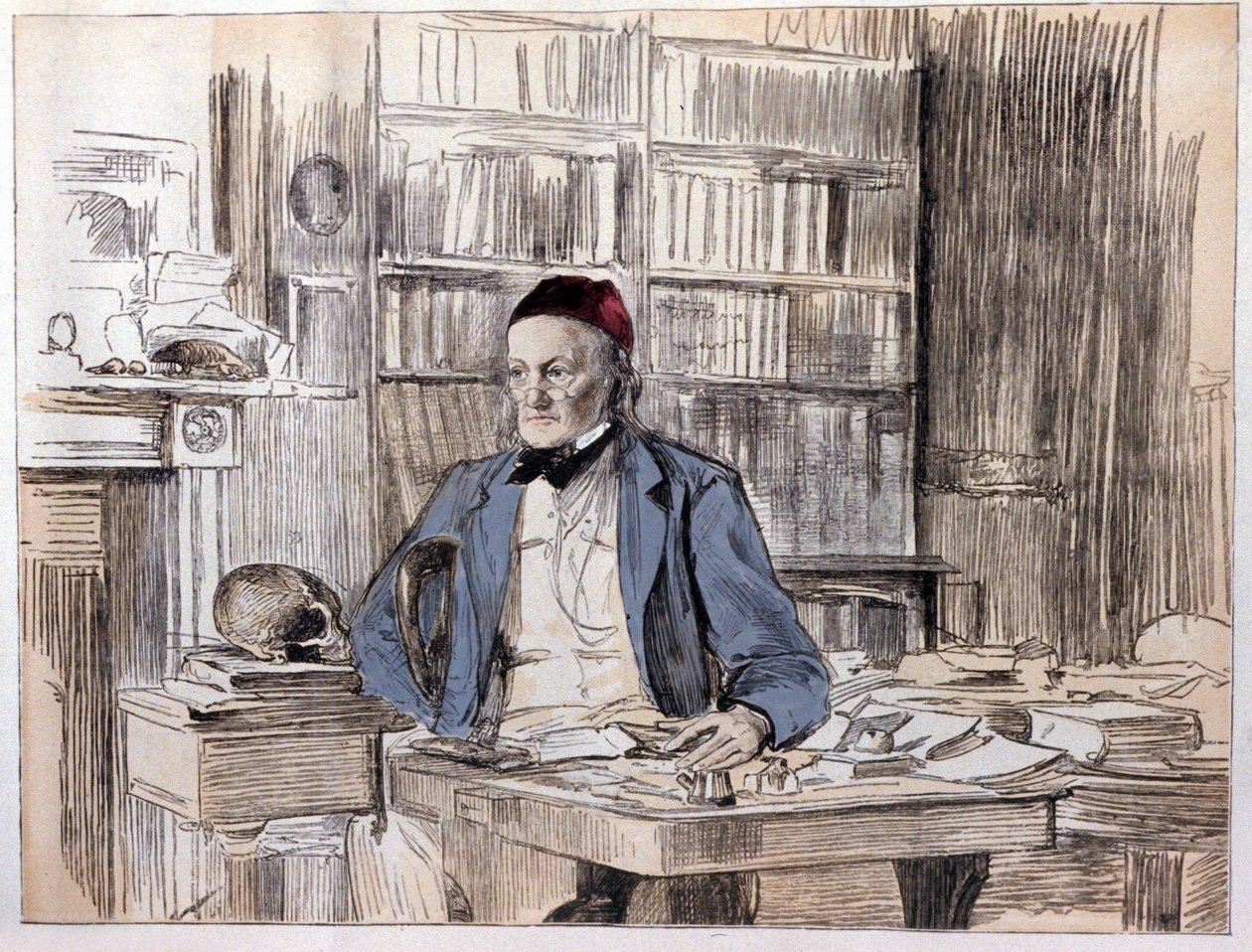 英国博物学家理查德·欧文 (1810-1890) 的肖像。 作者 未知艺术家