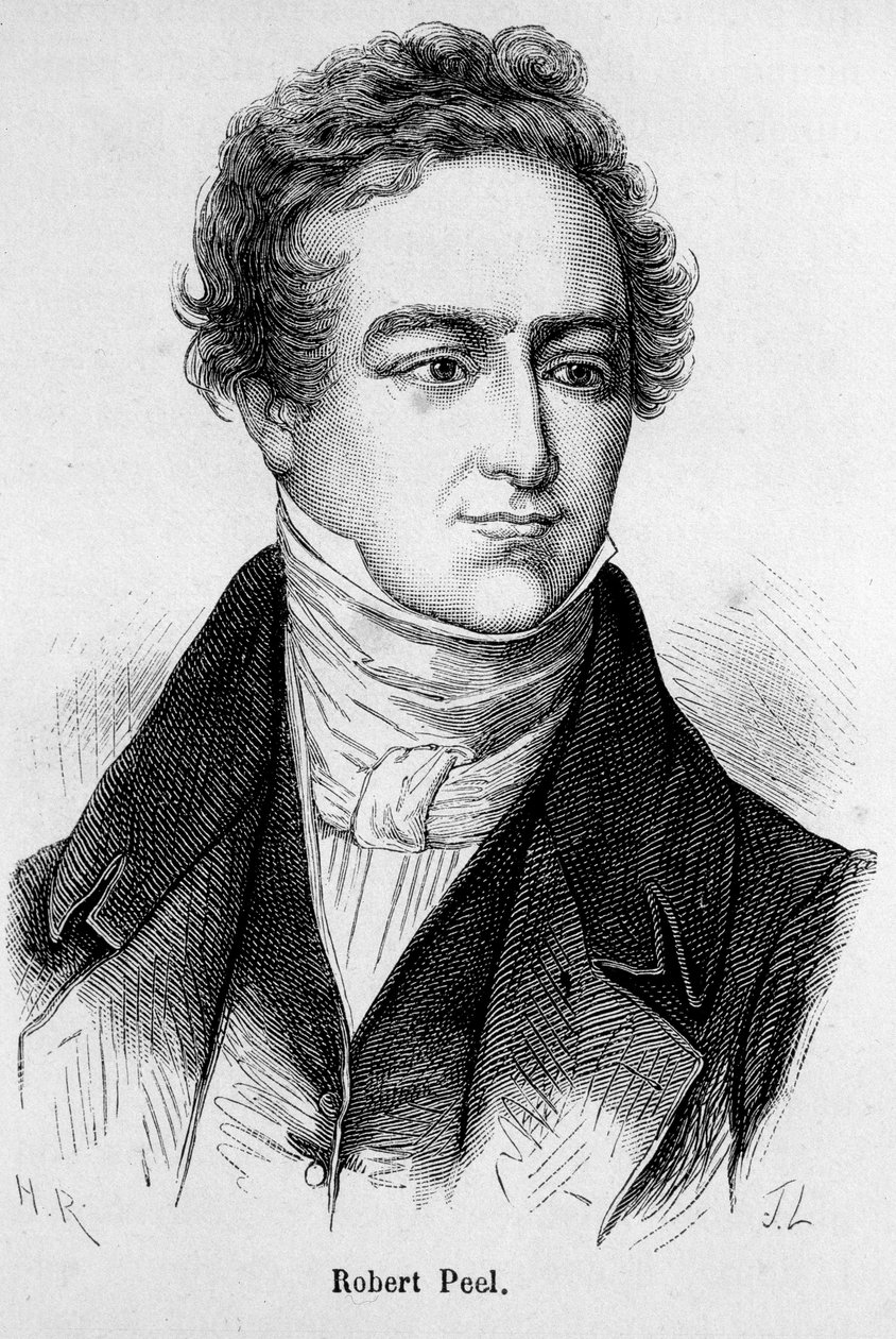 英国政治家罗伯特-皮尔的肖像（1788 - 1850）。 作者 未知艺术家