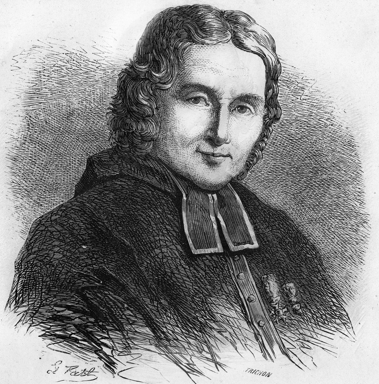 罗克-安布罗伊斯-库穆隆（Roch Ambroise Cumuron）的肖像，法国教育家（1742 - 1822）1866年的雕刻。 作者 未知艺术家