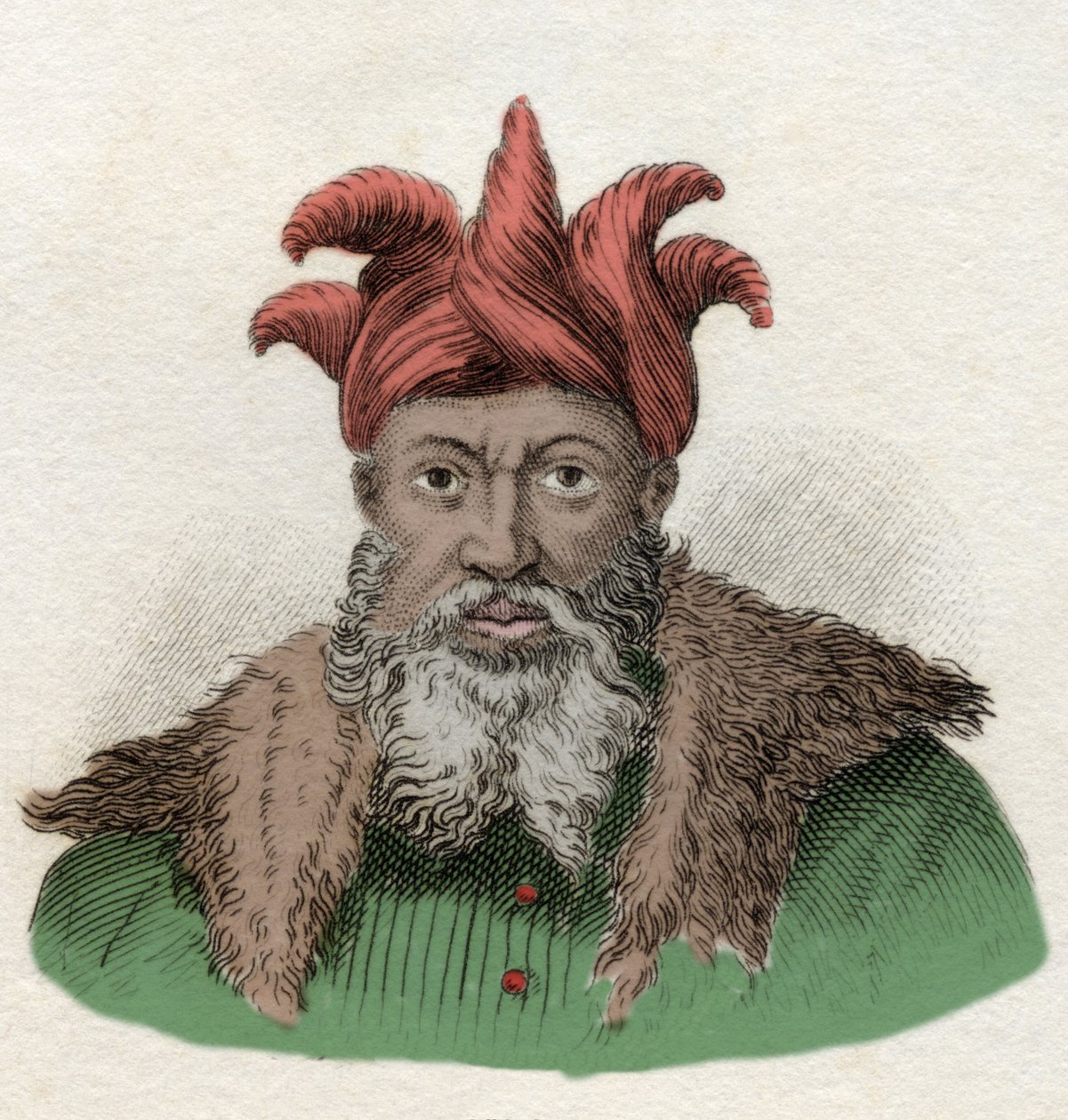 萨拉丁肖像 (1138-1193) (Salah al Din Yusuf al-Ayyubi (al Ayyubi) 在埃及对抗十字军的军事指挥官。19 世纪的雕刻。 作者 未知艺术家
