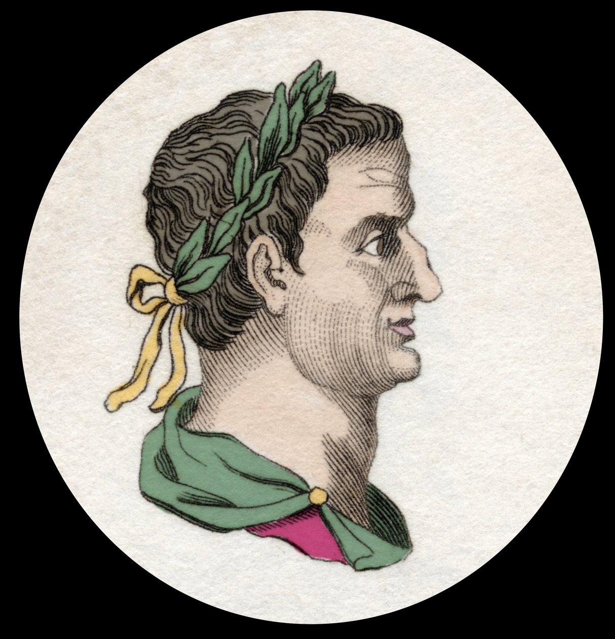 罗马皇帝Servius Sulpicius Galba（公元前3年-公元69年）的肖像。19世纪的雕版画 作者 未知艺术家