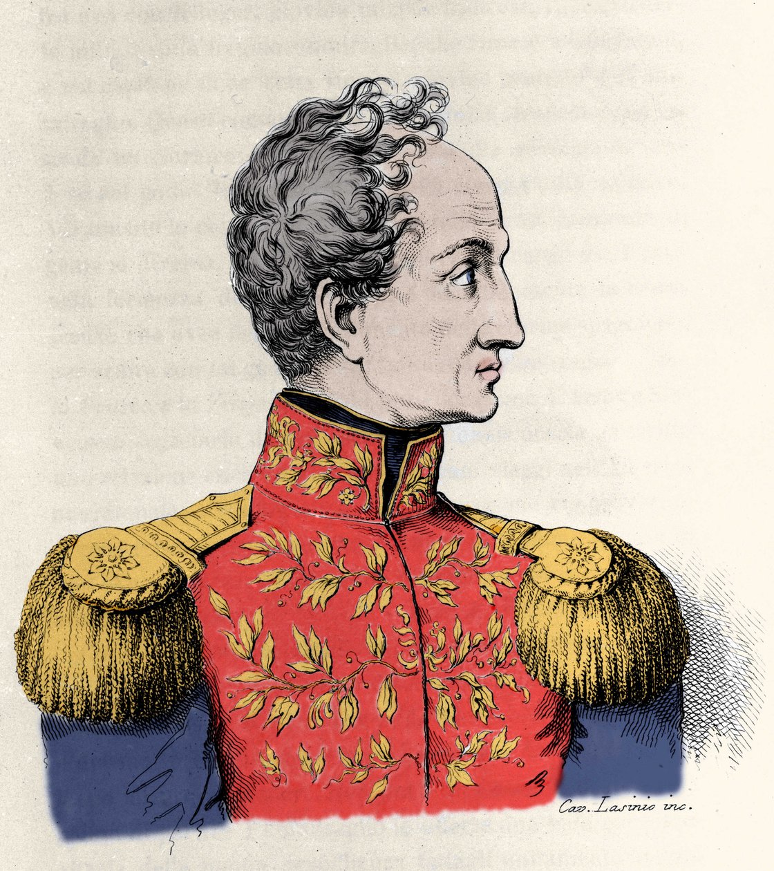 西蒙·玻利瓦尔 (Simon Bolivar) (1783-1830) 的肖像，将军和南美政治家。 作者 未知艺术家